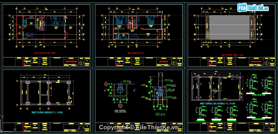 File cad nhà ở  thương mại,Nhà ở thương mại,nhà 2 tầng 6x15m,nhà ở khu dân cư